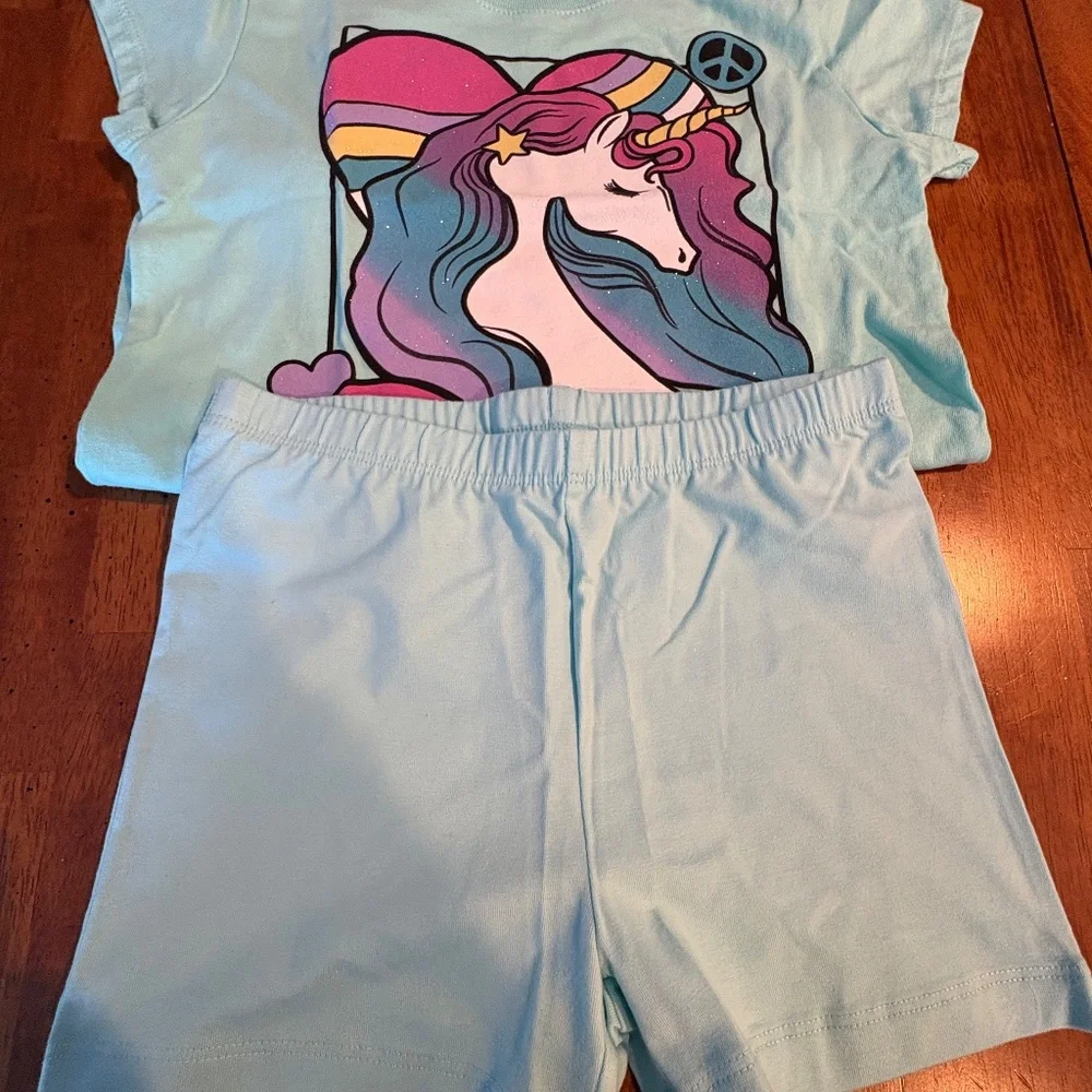 Girls Short Set Y2K Unicorn Top Cartwheel Shorts Size M Childrens Place NEW